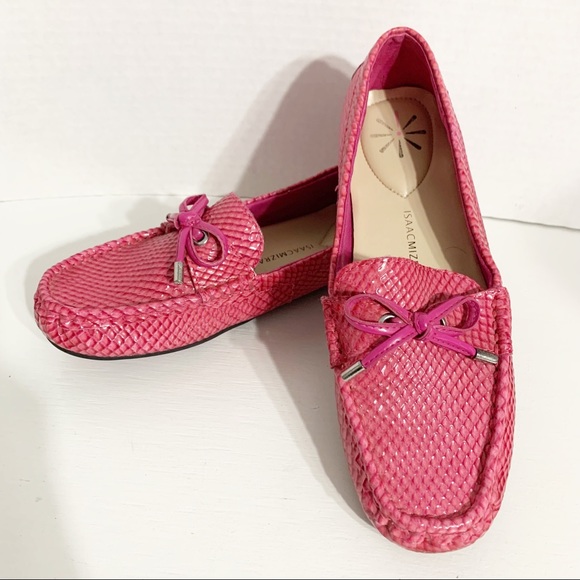 Isaac Mizrahi Live! Alison Leather Snakeskin Embossed Slip On Loafer Moccasin 🩷 - Picture 2 of 11